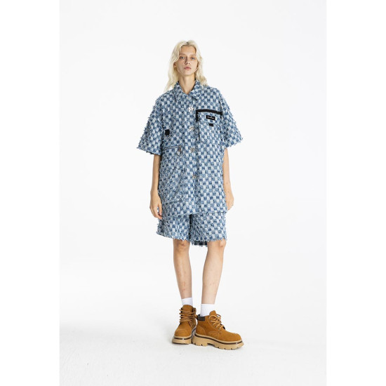 MWM Unisex Πουκάμισο Oversize Checkered Denim Shirt